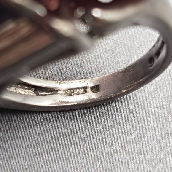 Sterling Silver Blue Sapphire Cathedral Ring Size 6 Scrolled Heart 7.43g Signed - Picture 8 of 13